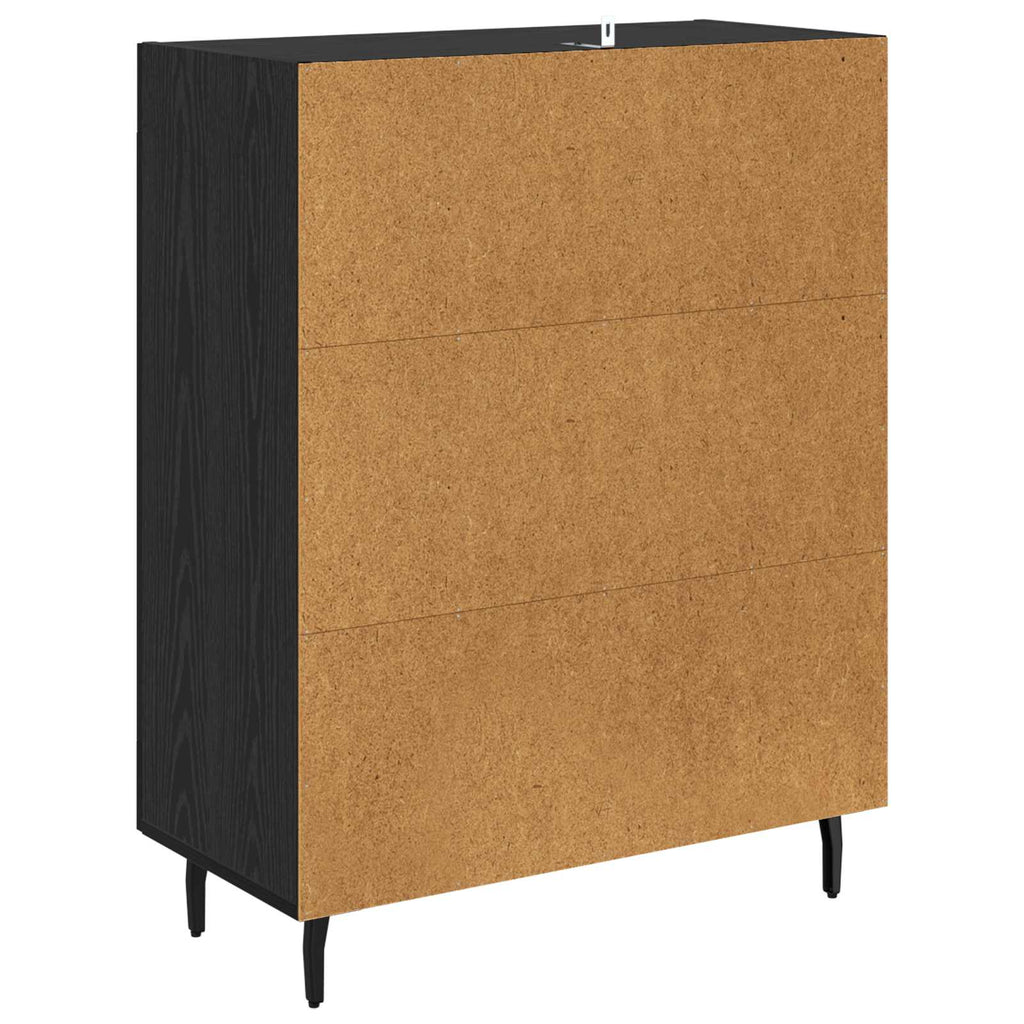 vidaXL Bufet Czarny Dąb 69,5 x 34 x 90 cm Drewno inżynieryjne i żelazo