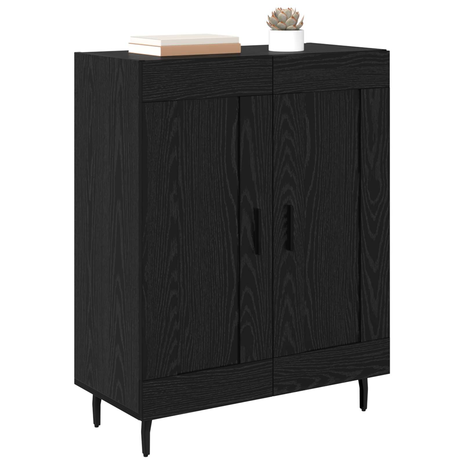 vidaXL Bufet Czarny Dąb 69,5 x 34 x 90 cm Drewno inżynieryjne i żelazo