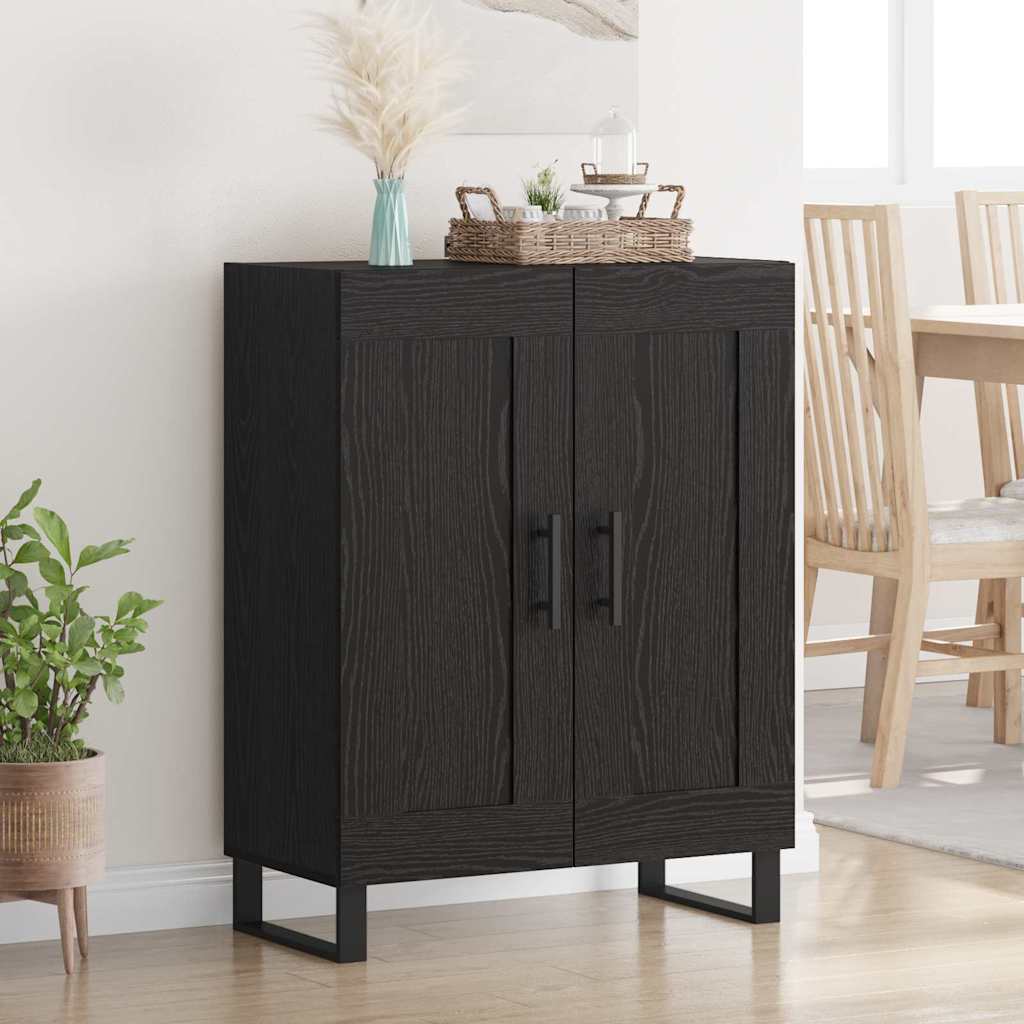 vidaXL Bufet Czarny Dąb 69,5 x 34 x 90 cm Drewno inżynieryjne i żelazo