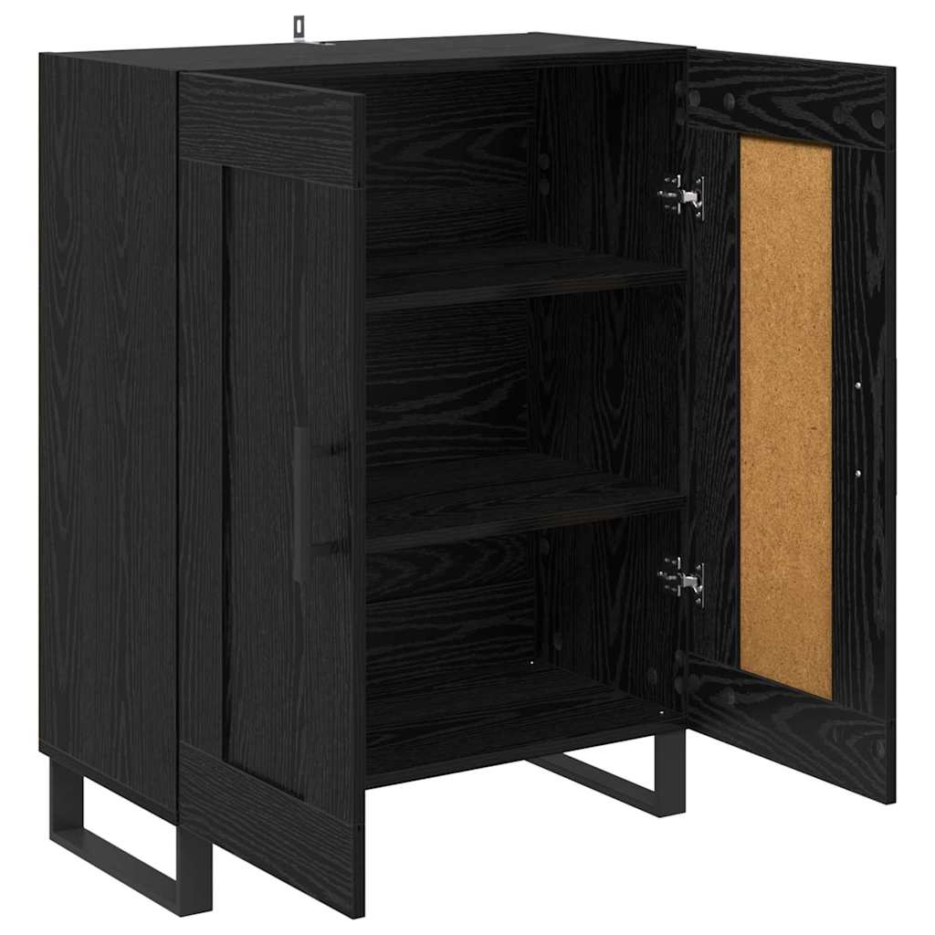 vidaXL Bufet Czarny Dąb 69,5 x 34 x 90 cm Drewno inżynieryjne i żelazo