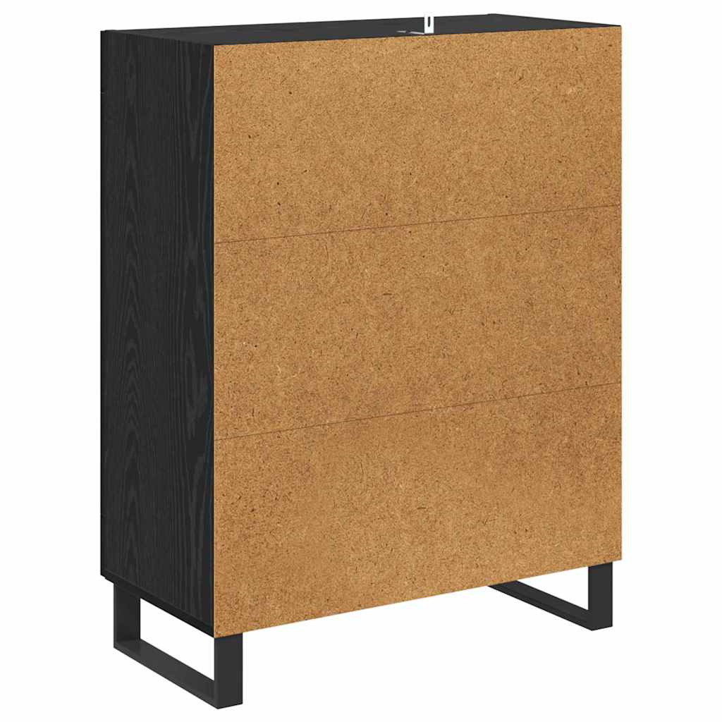 vidaXL Bufet Czarny Dąb 69,5 x 34 x 90 cm Drewno inżynieryjne i żelazo
