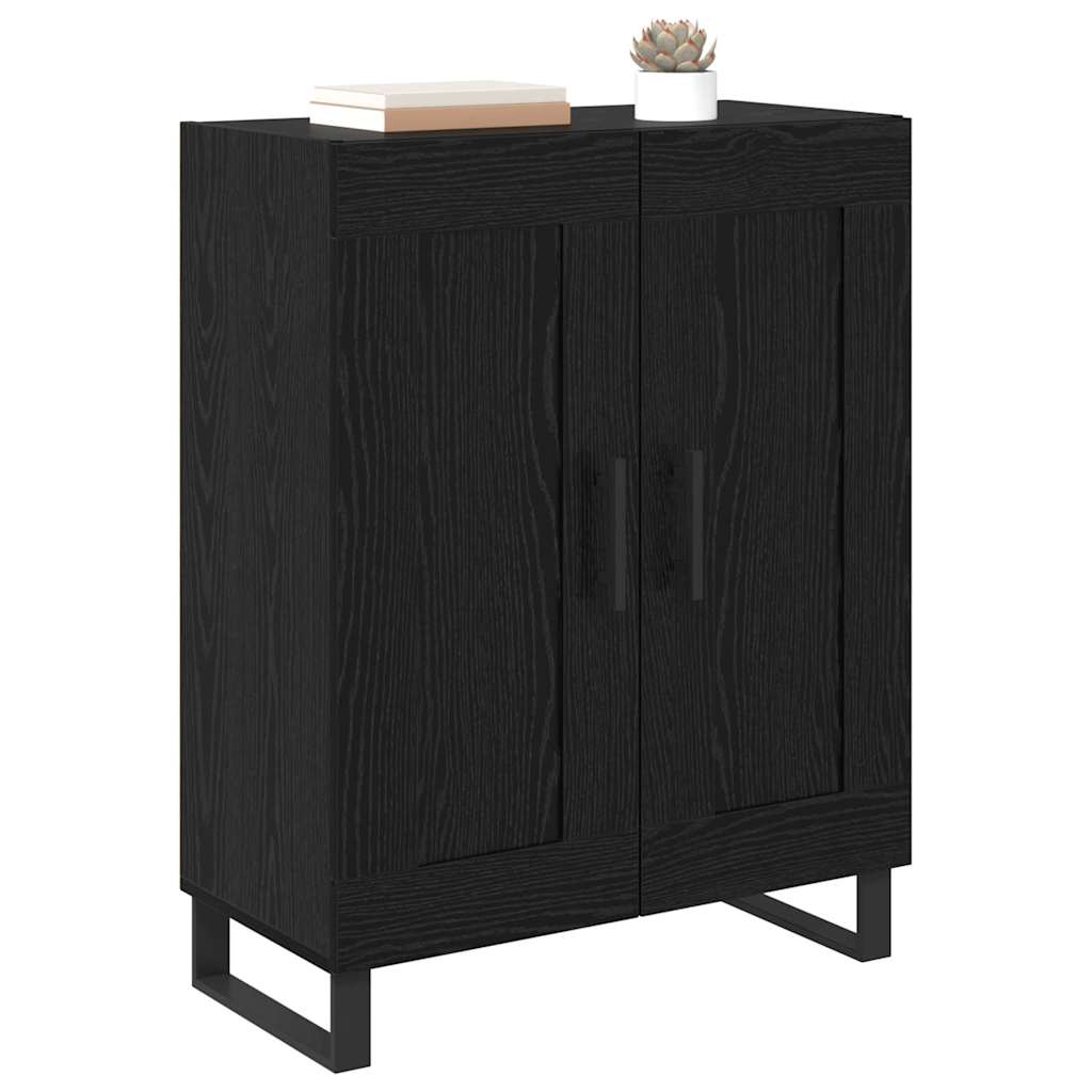 vidaXL Bufet Czarny Dąb 69,5 x 34 x 90 cm Drewno inżynieryjne i żelazo
