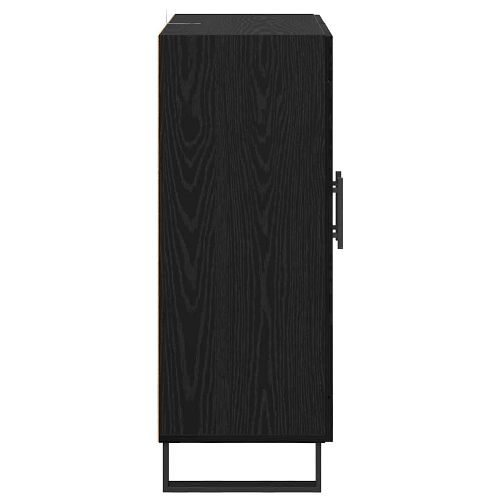 vidaXL Bufet Czarny Dąb 69,5 x 34 x 90 cm Drewno inżynieryjne i żelazo
