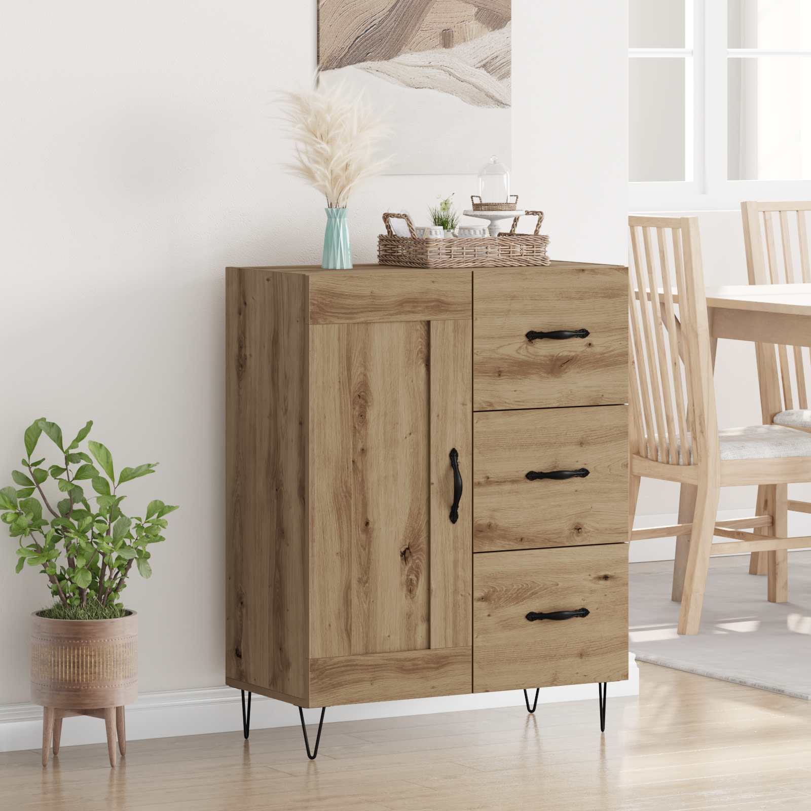 vidaXL Bufet Dąb Rzemieślniczy 69,5 x 34 x 90 cm Drewno inżynieryjne