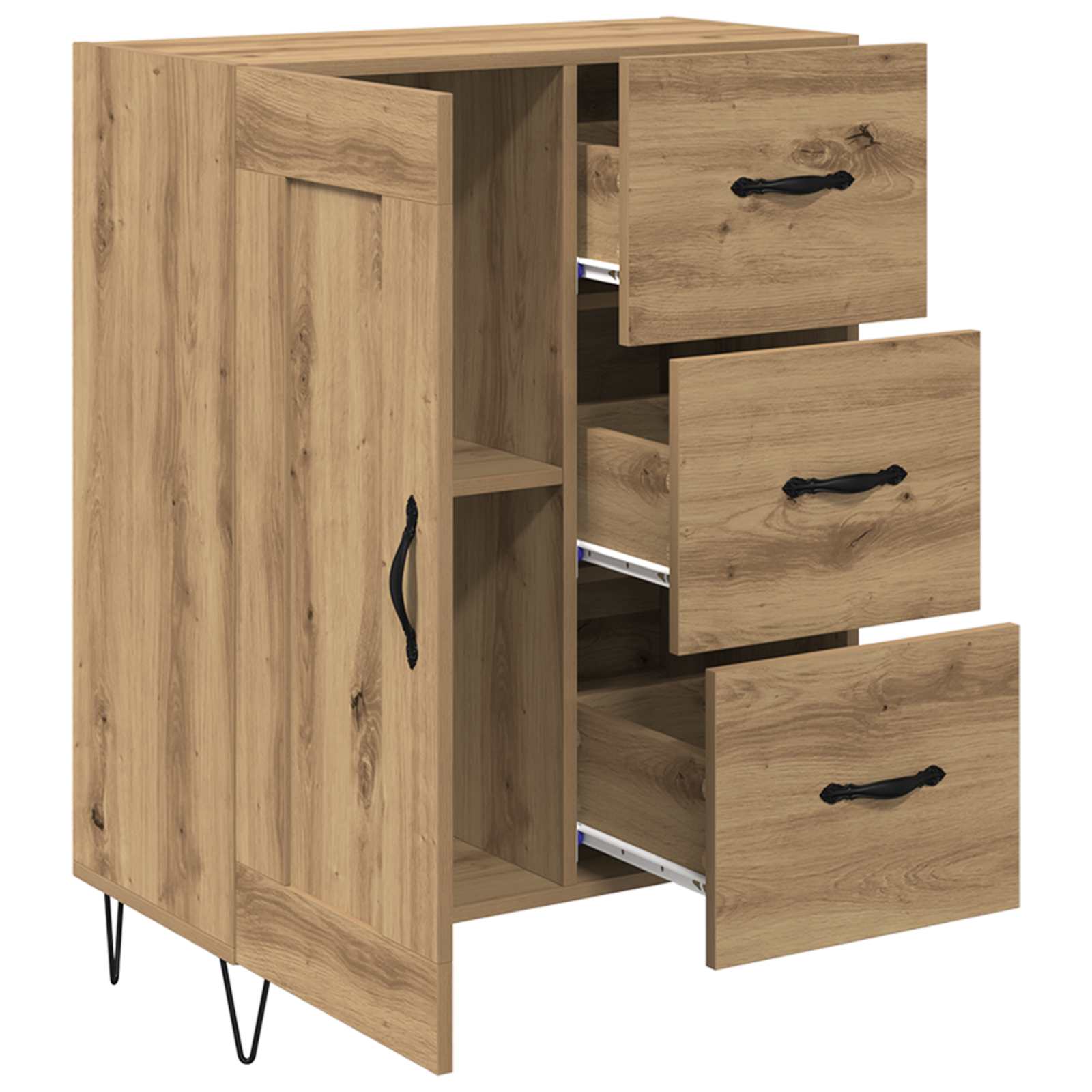 vidaXL Bufet Dąb Rzemieślniczy 69,5 x 34 x 90 cm Drewno inżynieryjne