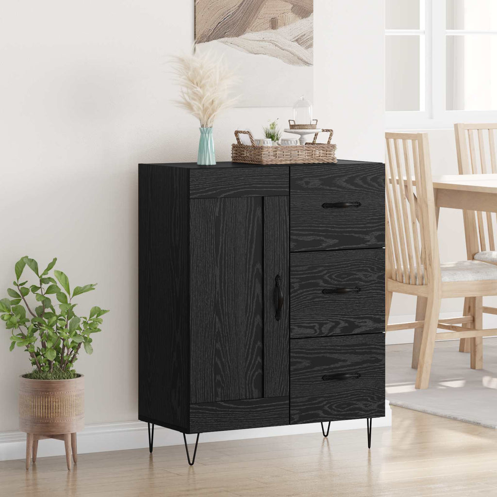 vidaXL Bufet Czarny Dąb 69,5 x 34 x 90 cm Drewno inżynieryjne