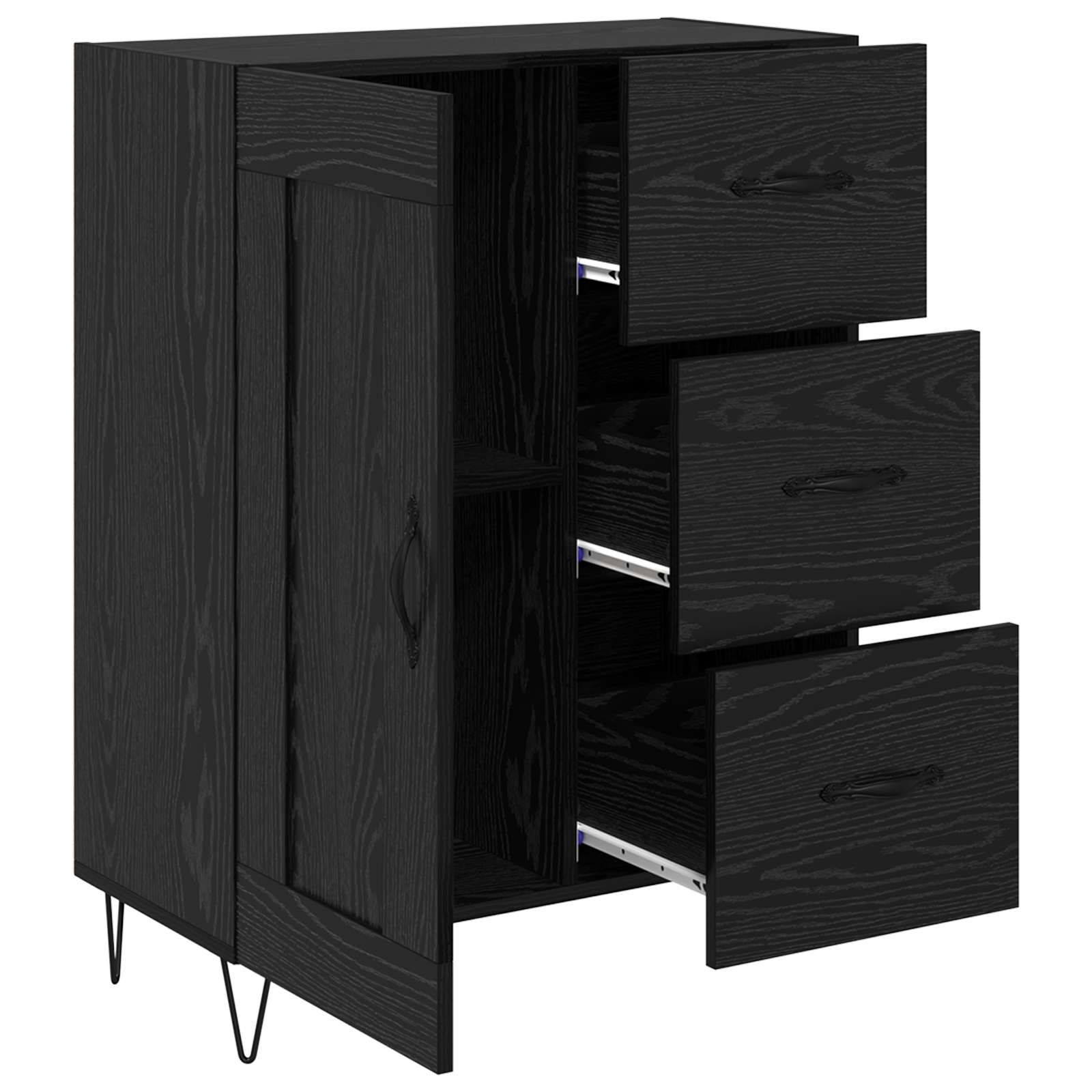 vidaXL Bufet Czarny Dąb 69,5 x 34 x 90 cm Drewno inżynieryjne