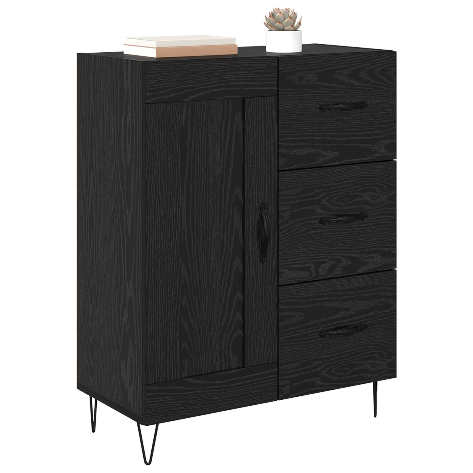 vidaXL Bufet Czarny Dąb 69,5 x 34 x 90 cm Drewno inżynieryjne