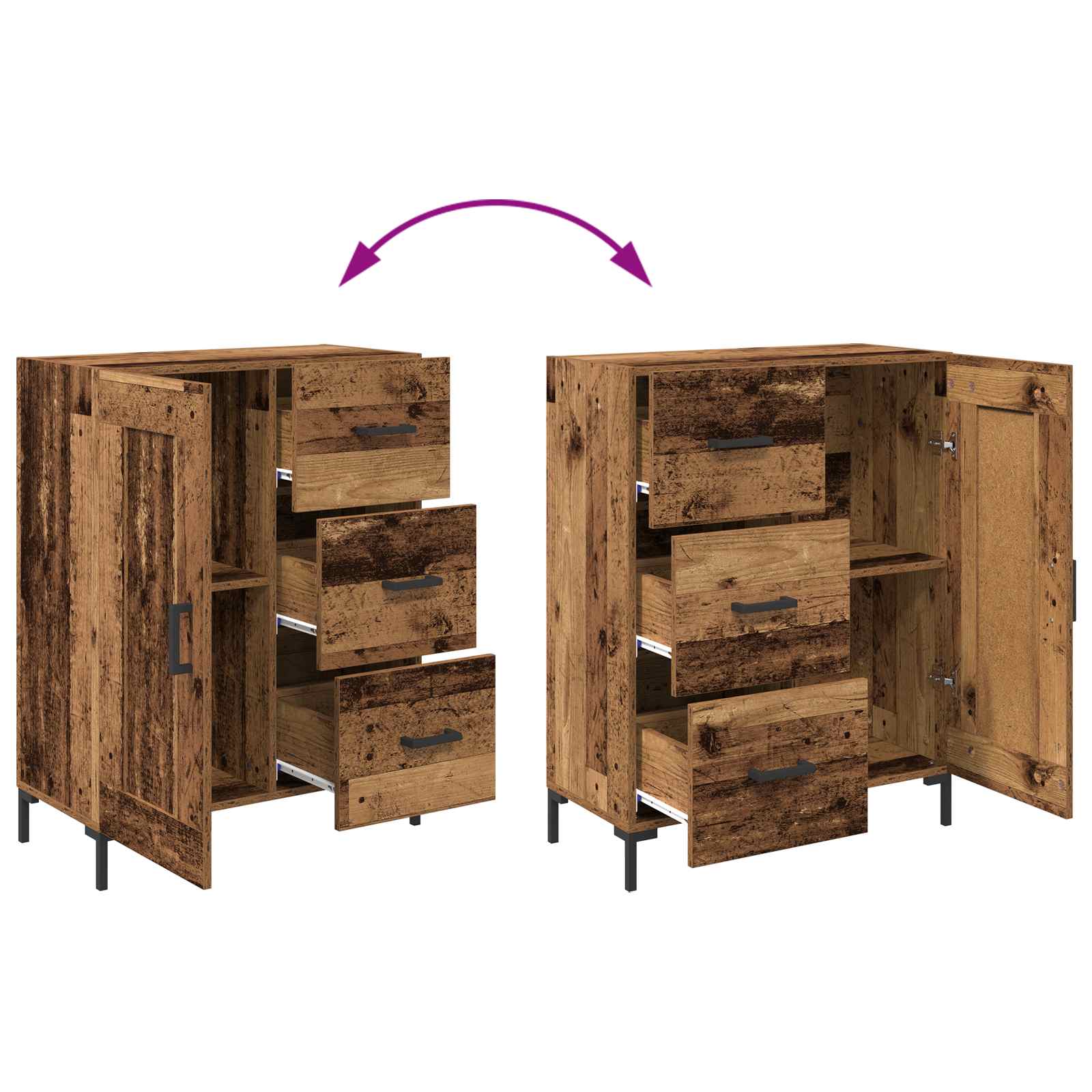 vidaXL Bufet Stare drewno 69.5 x 34 x 90 cm Materiał drewnopochodny