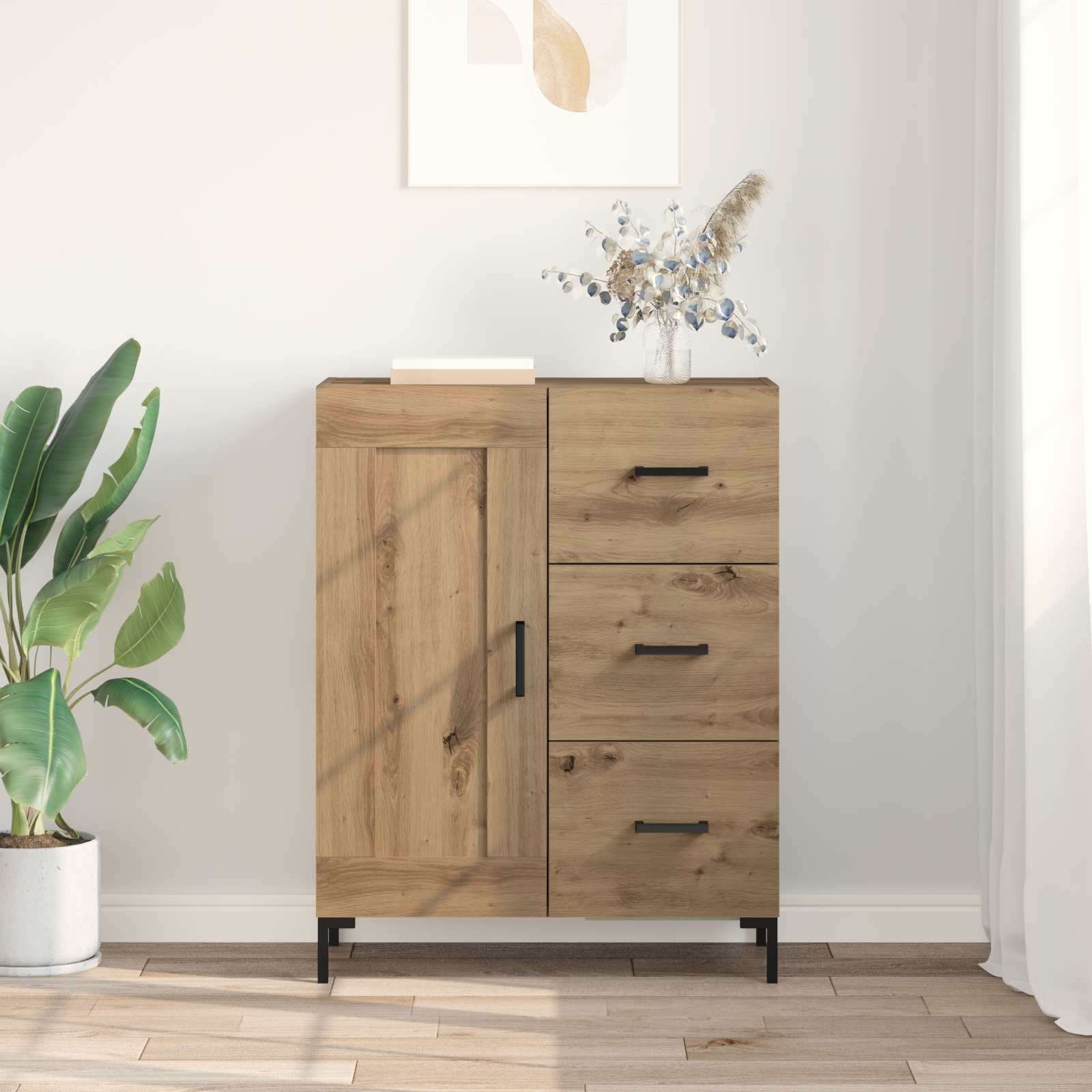 vidaXL Bufet dąb artisan 69.5 x 34 x 90 cm Materiał drewnopochodny