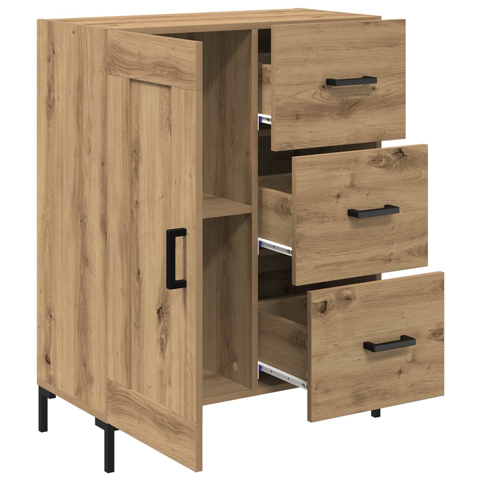 vidaXL Bufet dąb artisan 69.5 x 34 x 90 cm Materiał drewnopochodny