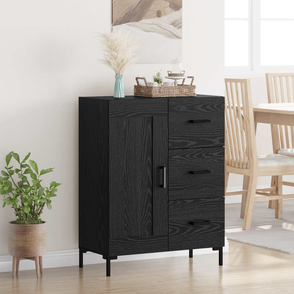 vidaXL Bufet Czarny dąb 69.5 x 34 x 90 cm Materiał drewnopochodny