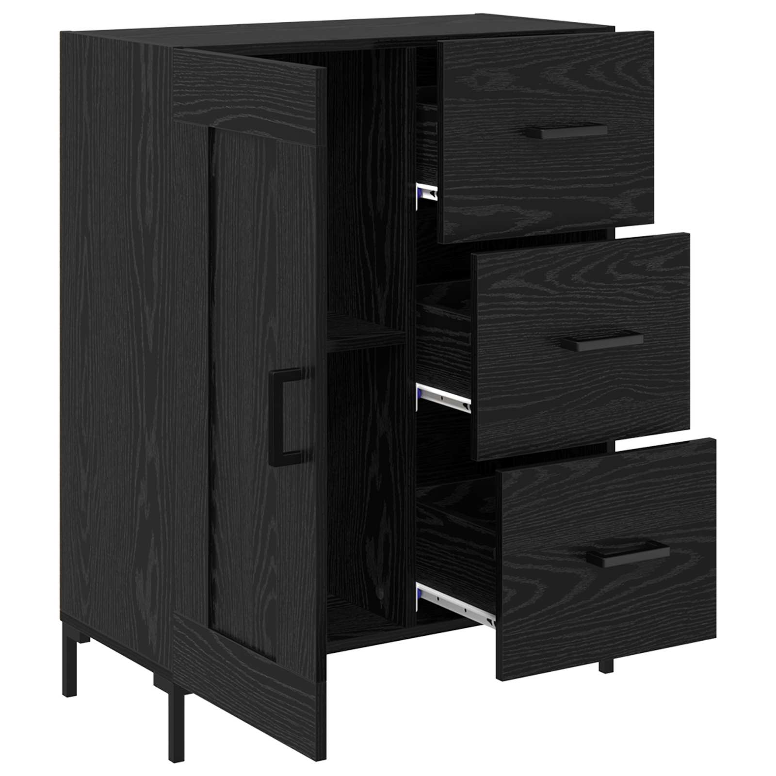 vidaXL Bufet Czarny dąb 69.5 x 34 x 90 cm Materiał drewnopochodny