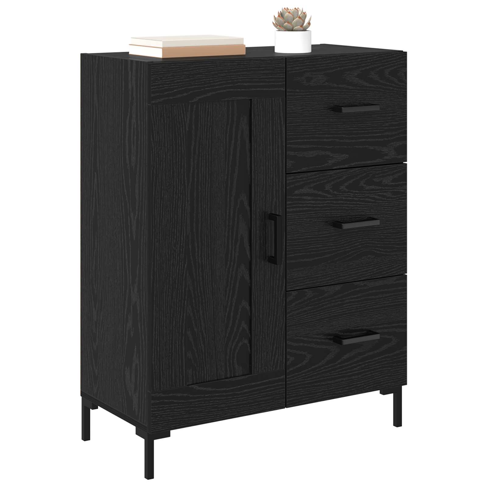 vidaXL Bufet Czarny dąb 69.5 x 34 x 90 cm Materiał drewnopochodny