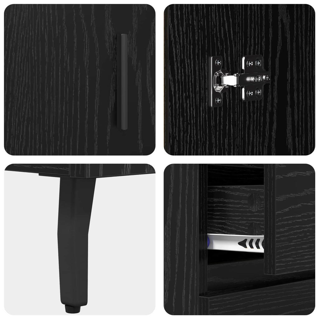 vidaXL Bufet Czarny Dąb 69,5 x 34 x 90 cm Drewno inżynieryjne i żelazo