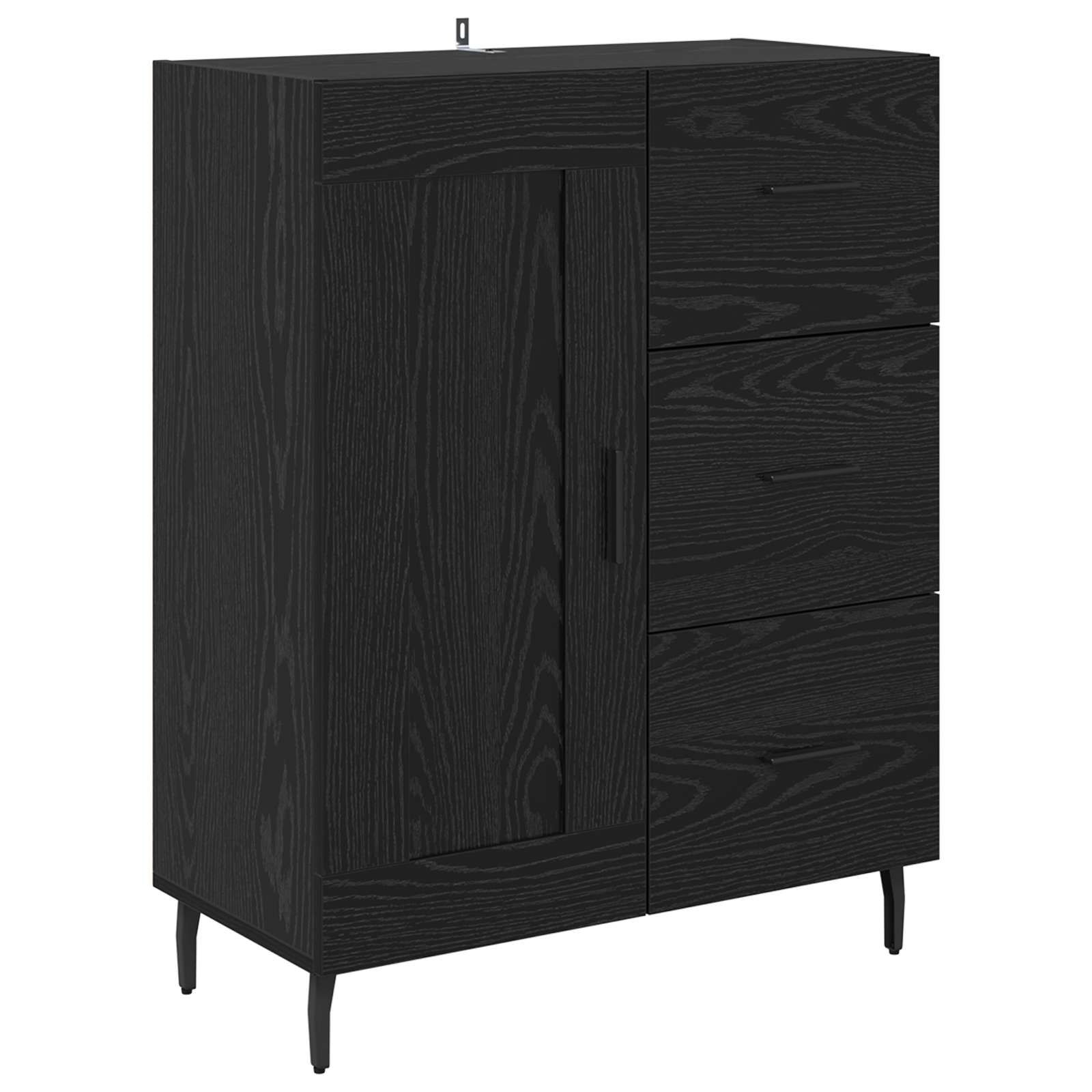 vidaXL Bufet Czarny Dąb 69,5 x 34 x 90 cm Drewno inżynieryjne i żelazo