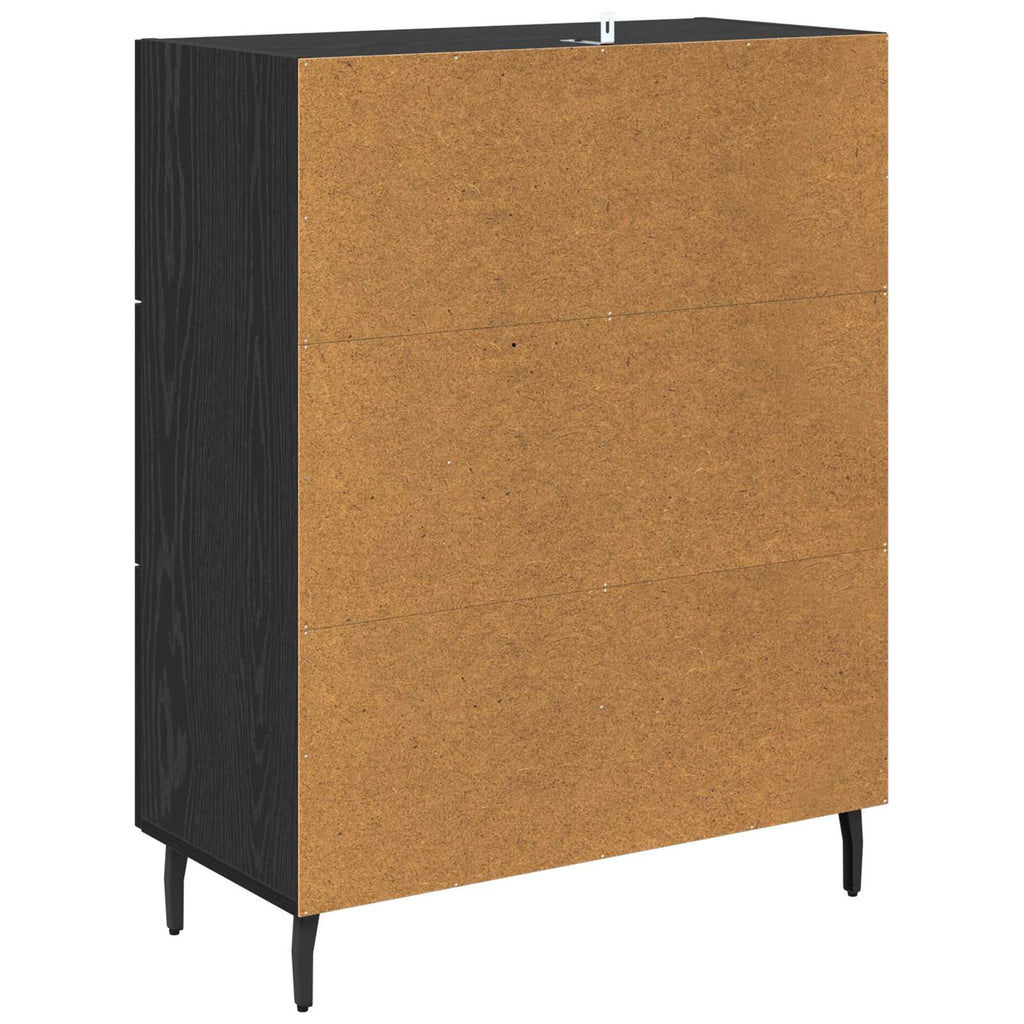 vidaXL Bufet Czarny Dąb 69,5 x 34 x 90 cm Drewno inżynieryjne i żelazo
