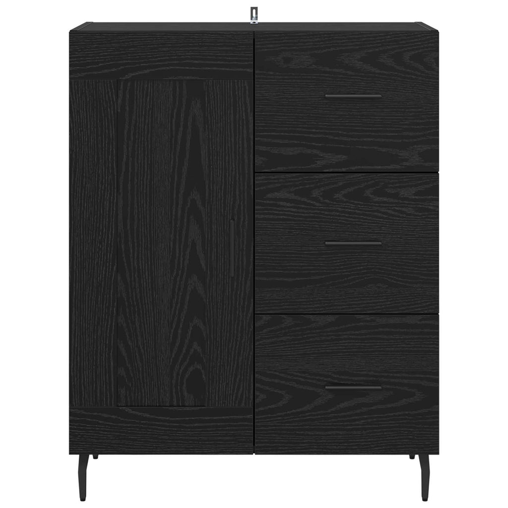 vidaXL Bufet Czarny Dąb 69,5 x 34 x 90 cm Drewno inżynieryjne i żelazo
