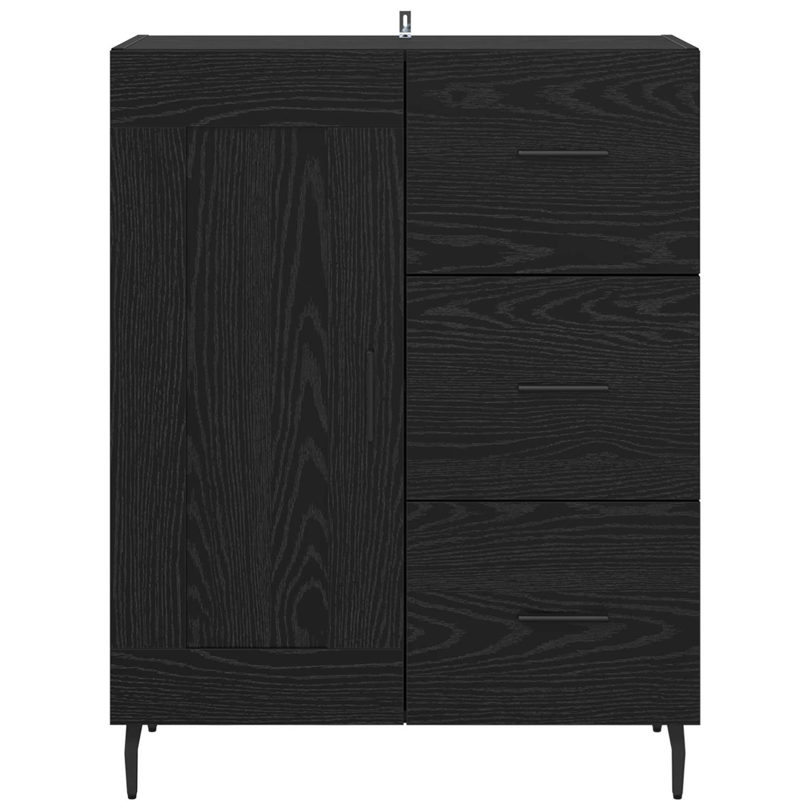 vidaXL Bufet Czarny Dąb 69,5 x 34 x 90 cm Drewno inżynieryjne i żelazo