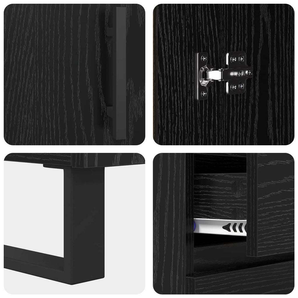vidaXL Bufet Czarny Dąb 69,5 x 34 x 90 cm Drewno inżynieryjne i żelazo