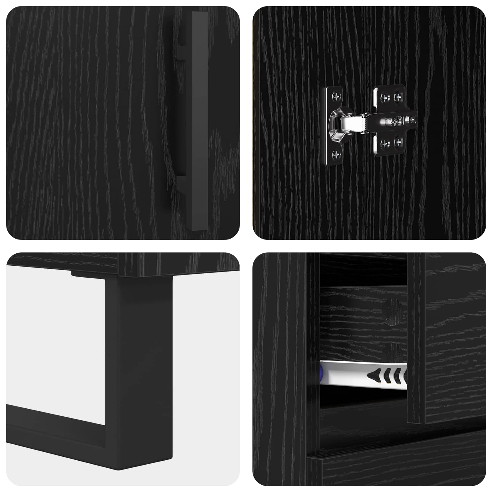 vidaXL Bufet Czarny Dąb 69,5 x 34 x 90 cm Drewno inżynieryjne i żelazo