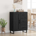 vidaXL Bufet Czarny Dąb 69,5 x 34 x 90 cm Drewno inżynieryjne i żelazo