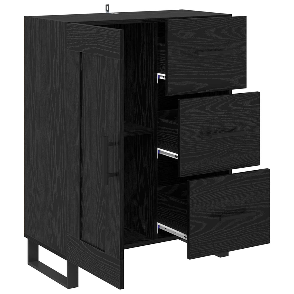 vidaXL Bufet Czarny Dąb 69,5 x 34 x 90 cm Drewno inżynieryjne i żelazo