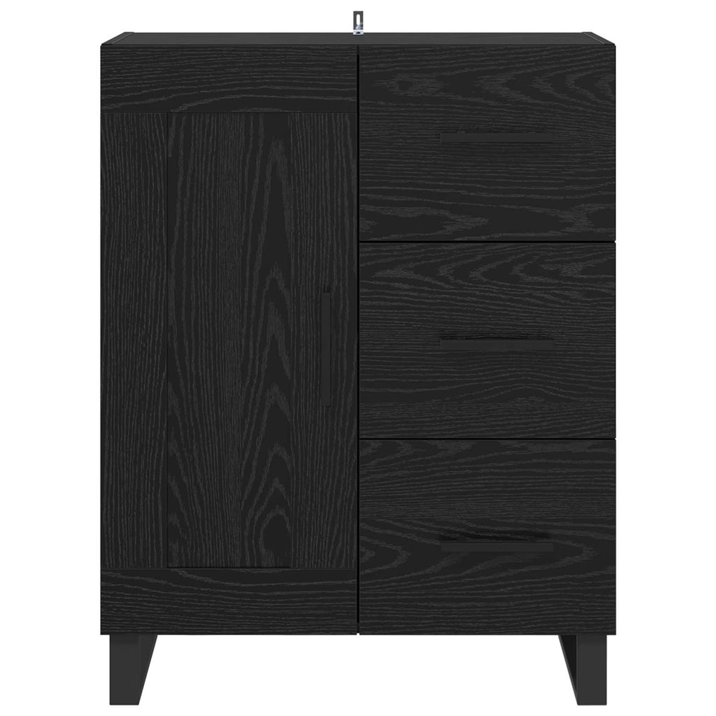 vidaXL Bufet Czarny Dąb 69,5 x 34 x 90 cm Drewno inżynieryjne i żelazo