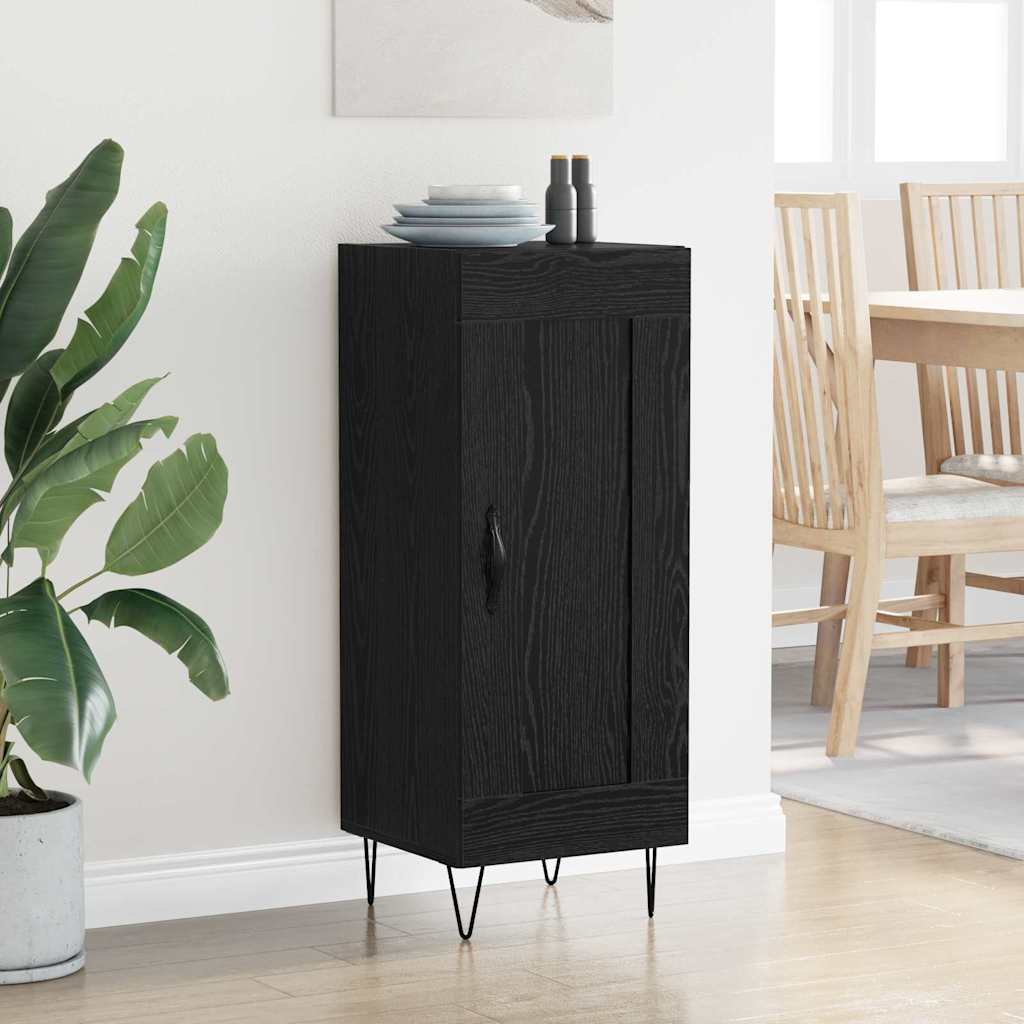 vidaXL Bufet Czarny Dąb 34,5 x 34 x 90 cm Drewno inżynieryjne i żelazo