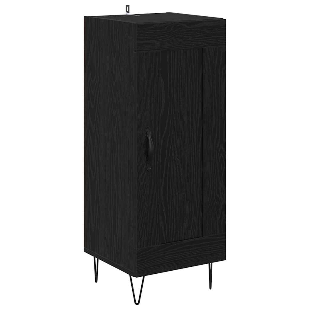 vidaXL Bufet Czarny Dąb 34,5 x 34 x 90 cm Drewno inżynieryjne i żelazo