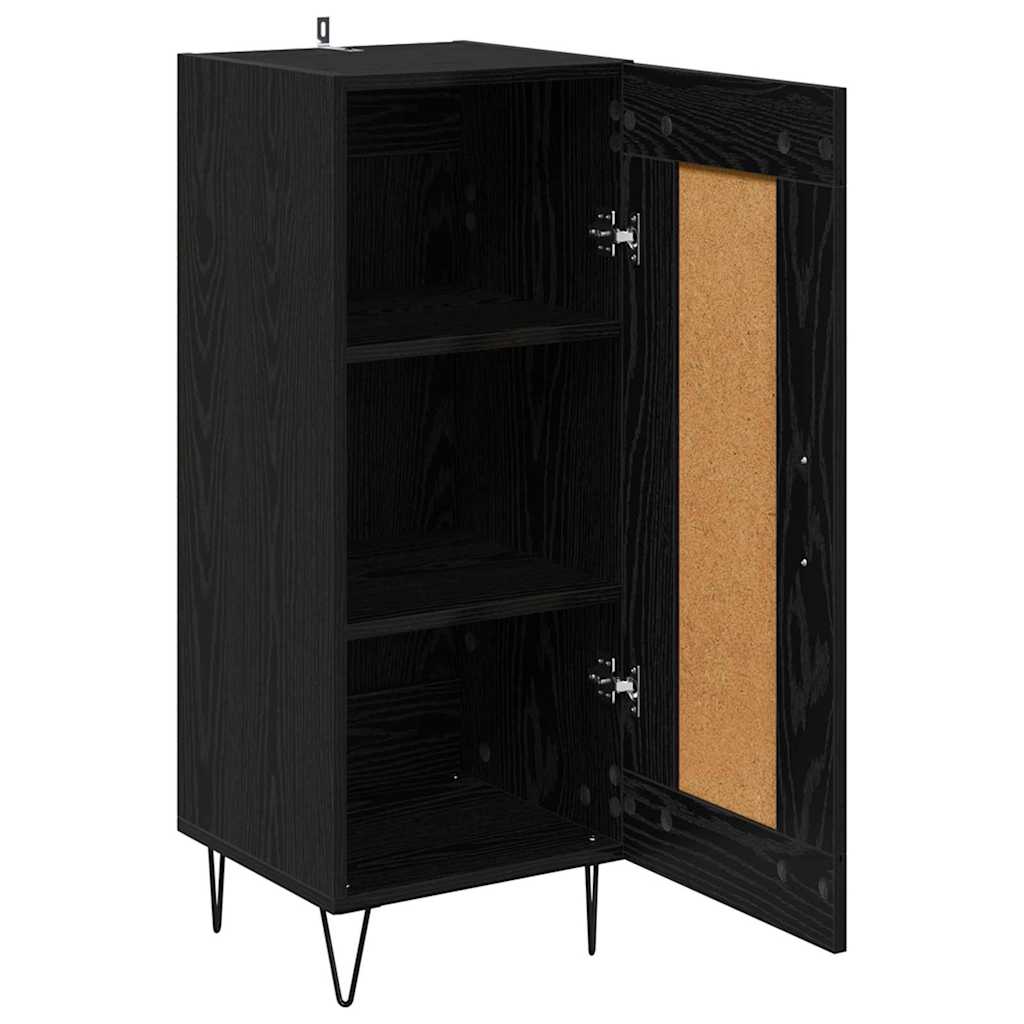 vidaXL Bufet Czarny Dąb 34,5 x 34 x 90 cm Drewno inżynieryjne i żelazo
