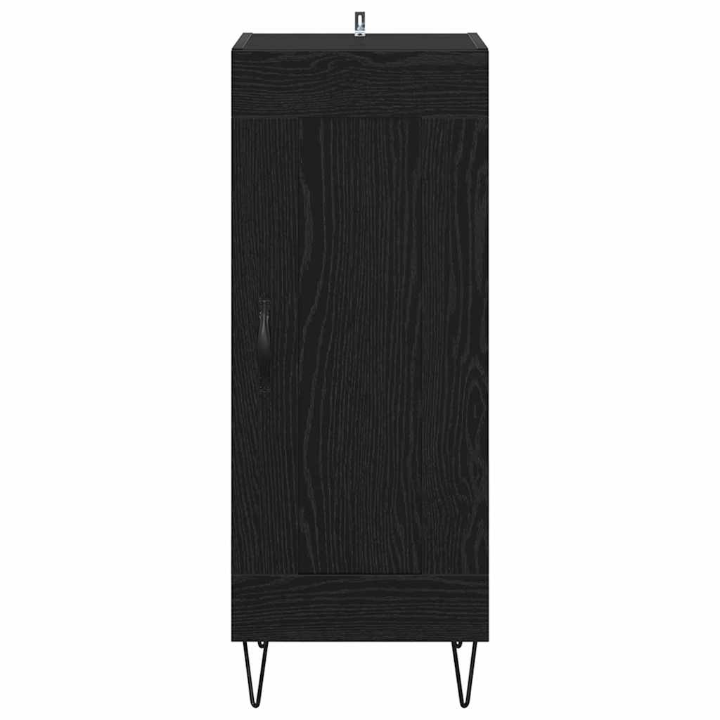 vidaXL Bufet Czarny Dąb 34,5 x 34 x 90 cm Drewno inżynieryjne i żelazo