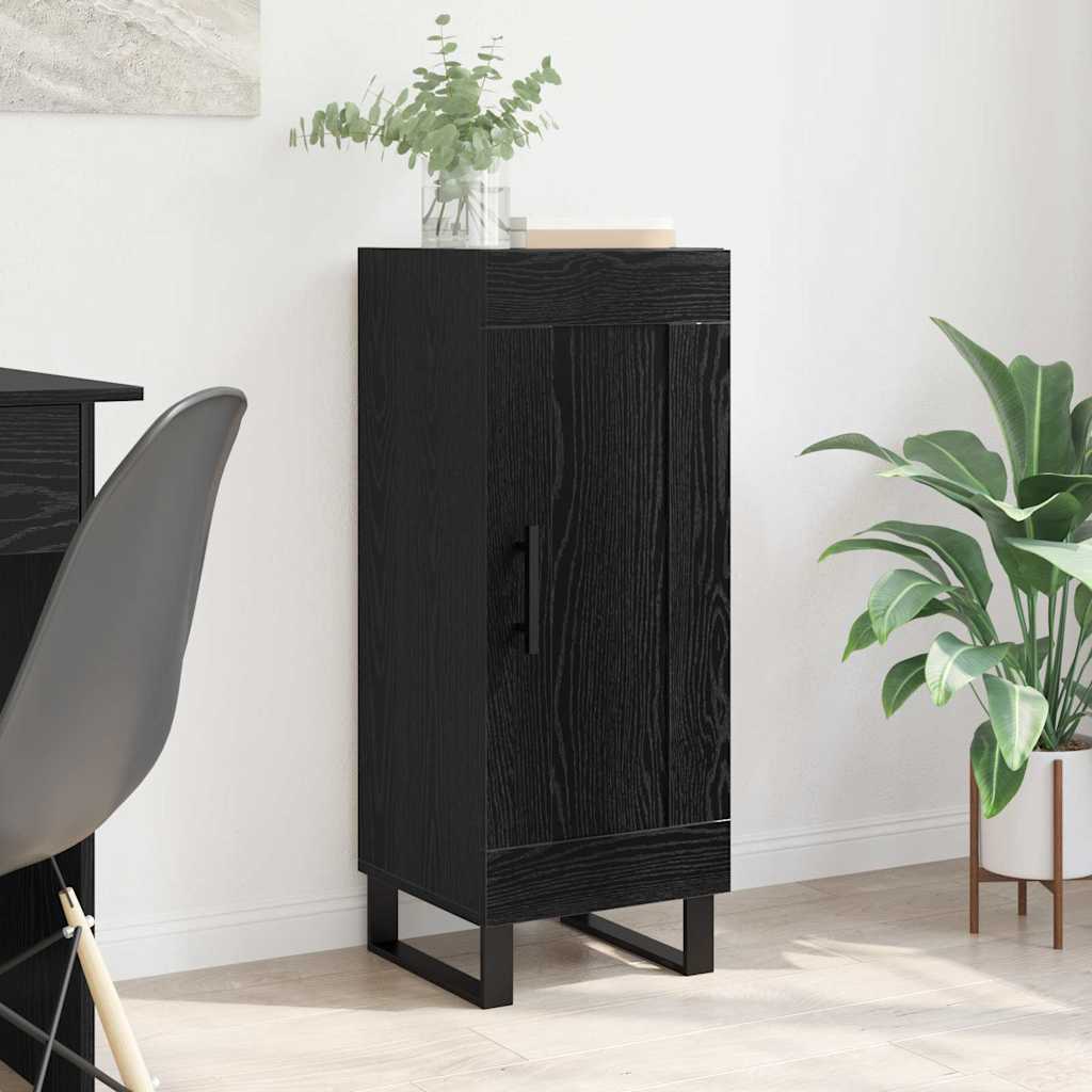 vidaXL Bufet Czarny Dąb 34,5 x 34 x 90 cm Drewno inżynieryjne i żelazo