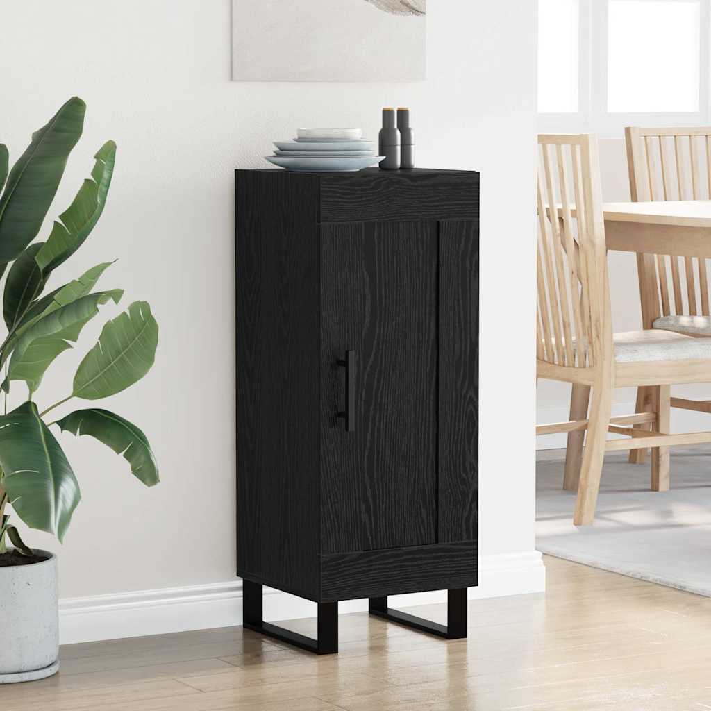 vidaXL Bufet Czarny Dąb 34,5 x 34 x 90 cm Drewno inżynieryjne i żelazo