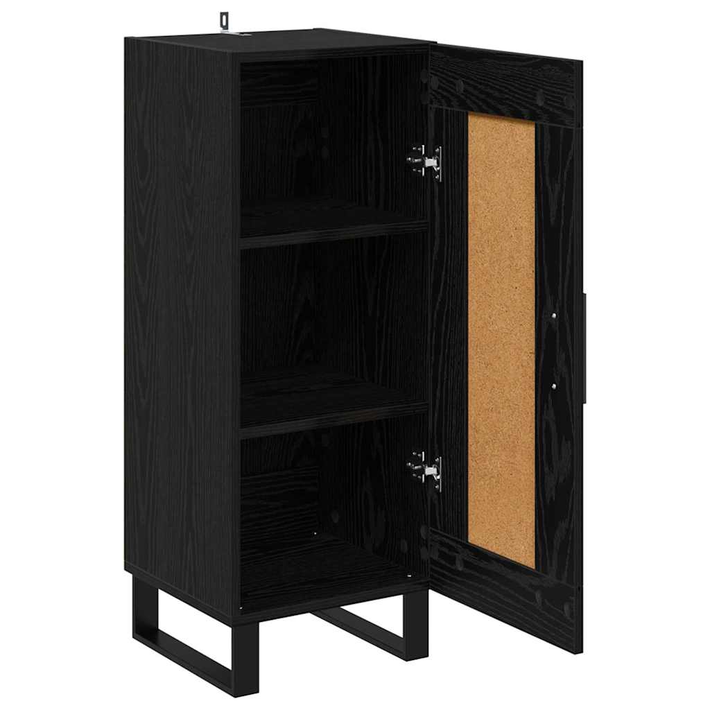 vidaXL Bufet Czarny Dąb 34,5 x 34 x 90 cm Drewno inżynieryjne i żelazo