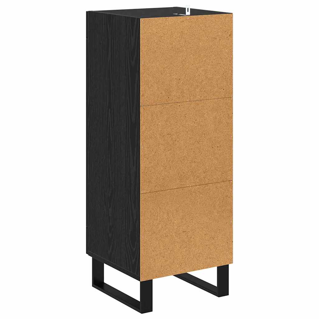vidaXL Bufet Czarny Dąb 34,5 x 34 x 90 cm Drewno inżynieryjne i żelazo