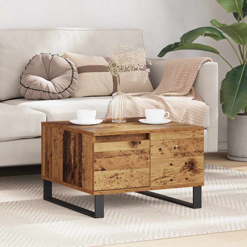 vidaXL Stolik kawowy z szufladą Stare drewno 55 x 55 x 36,5 cm
