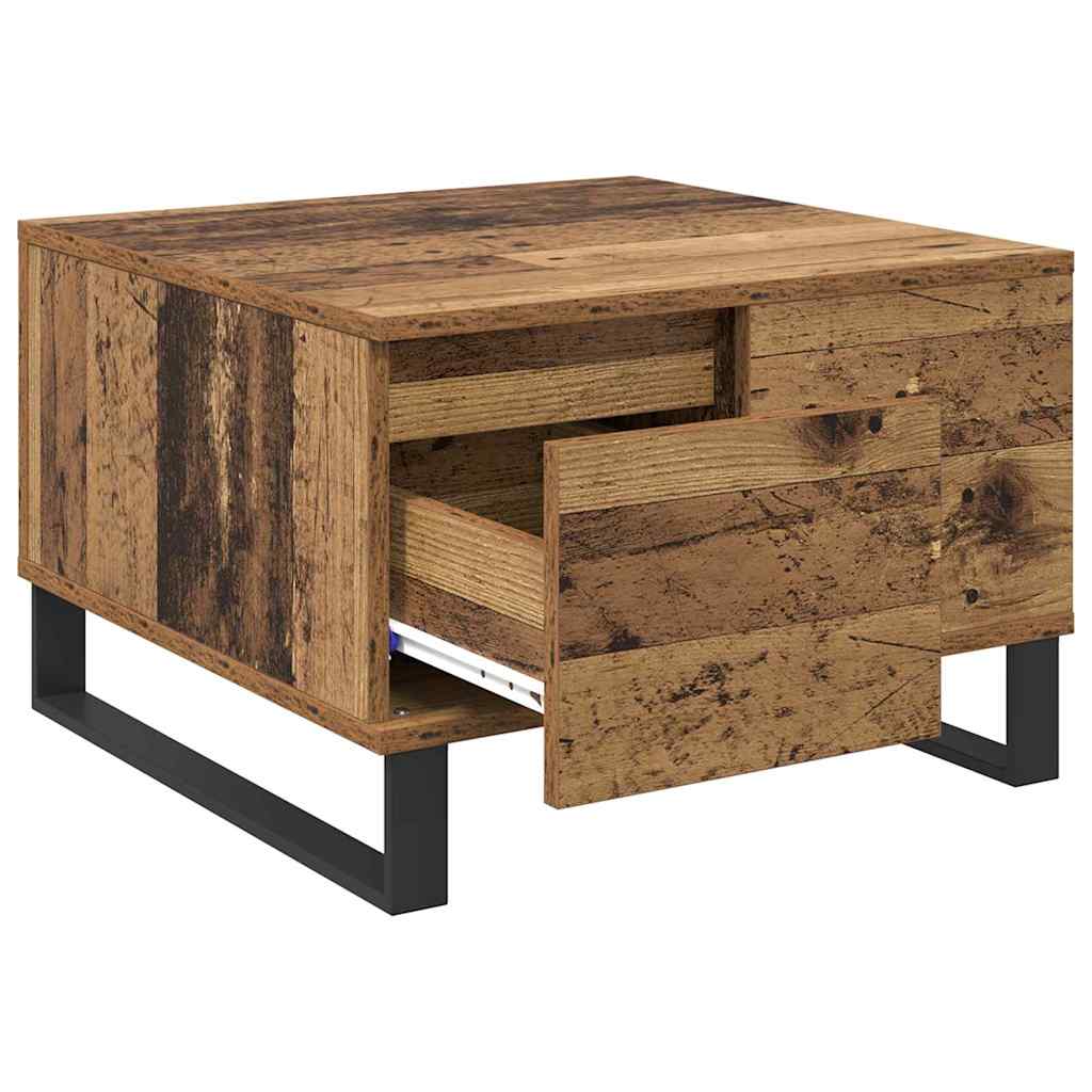 vidaXL Stolik kawowy z szufladą Stare drewno 55 x 55 x 36,5 cm