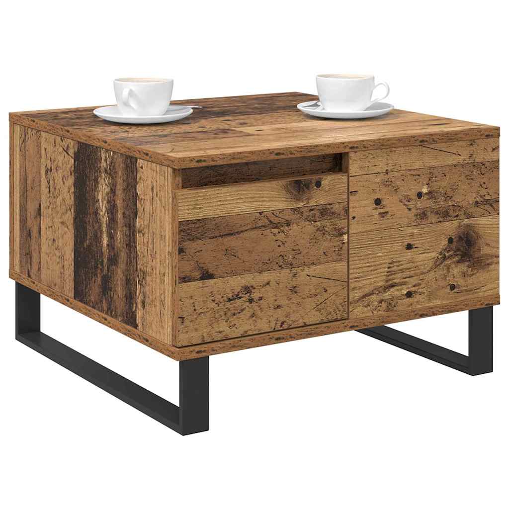 vidaXL Stolik kawowy z szufladą Stare drewno 55 x 55 x 36,5 cm