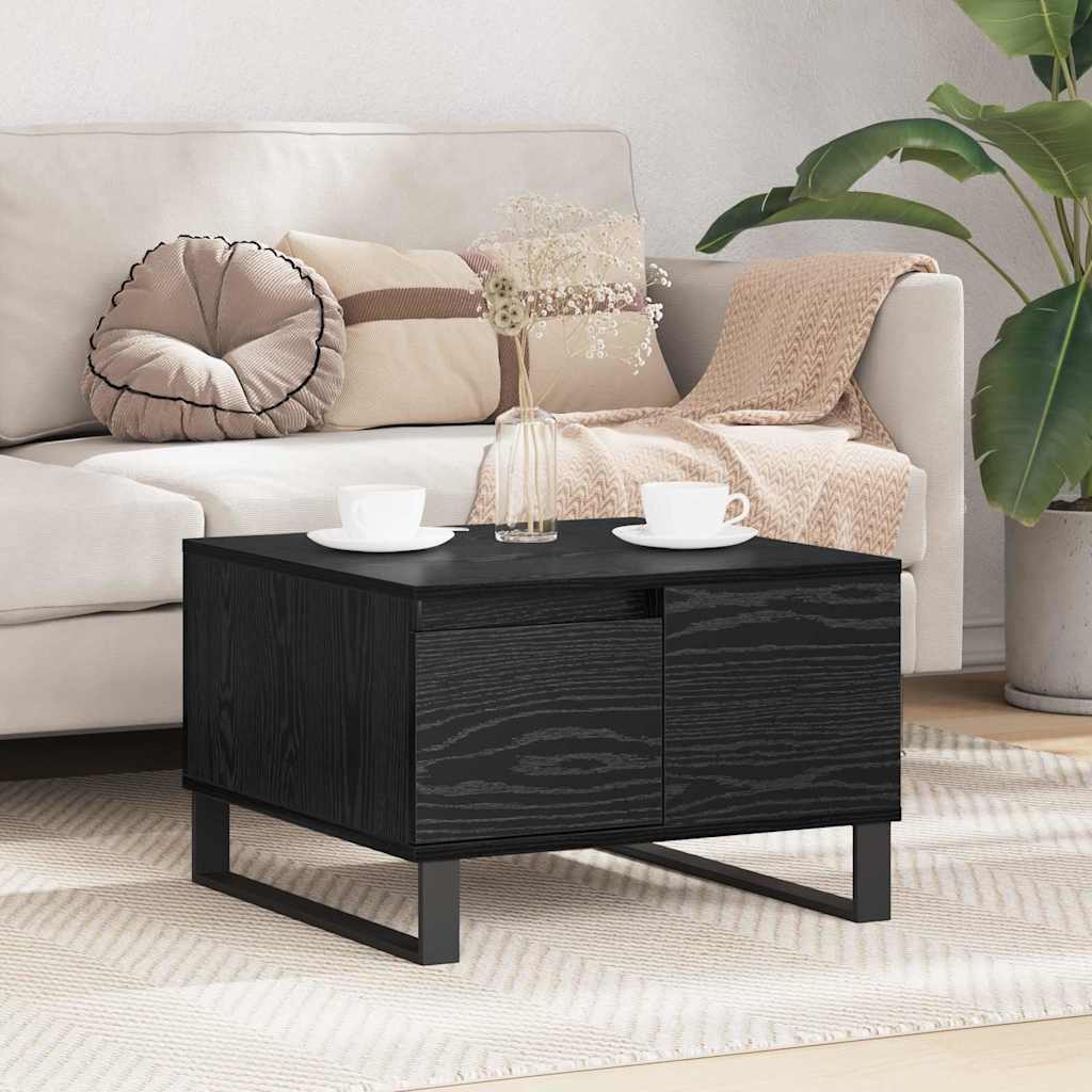 vidaXL Stolik kawowy z szufladą Czarny Dąb 55 x 55 x 36,5 cm