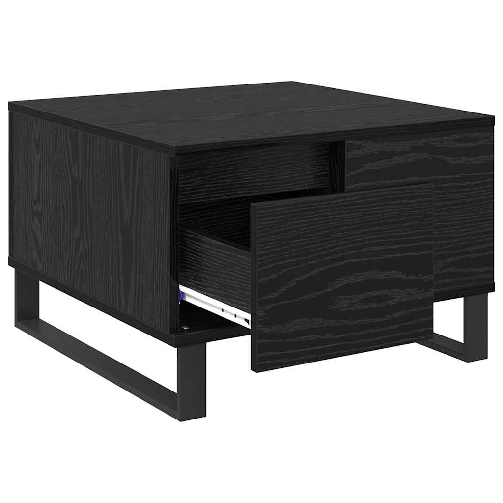 vidaXL Stolik kawowy z szufladą Czarny Dąb 55 x 55 x 36,5 cm