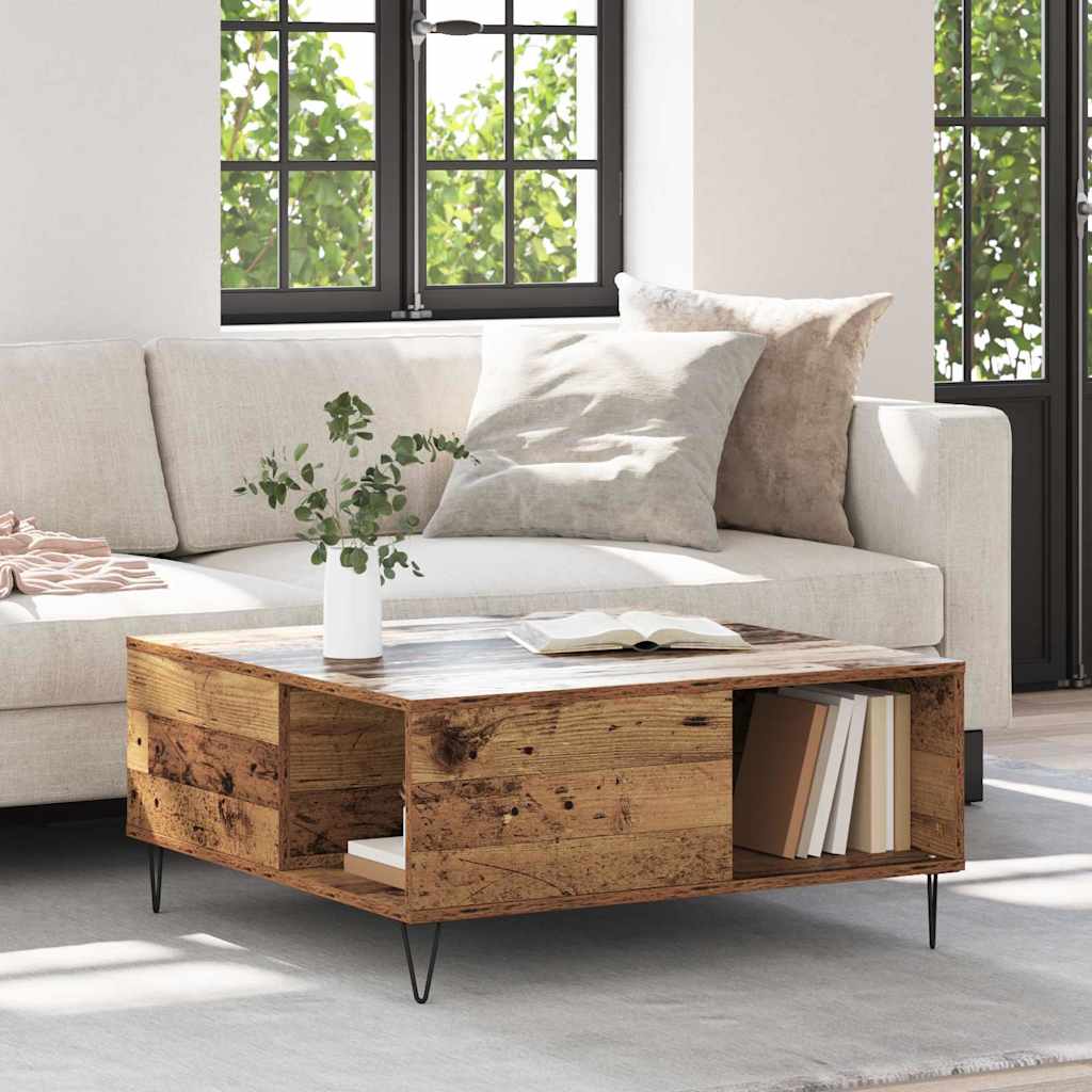 vidaXL Stolik kawowy Stare drewno 80 x 80 x 36,5 cm