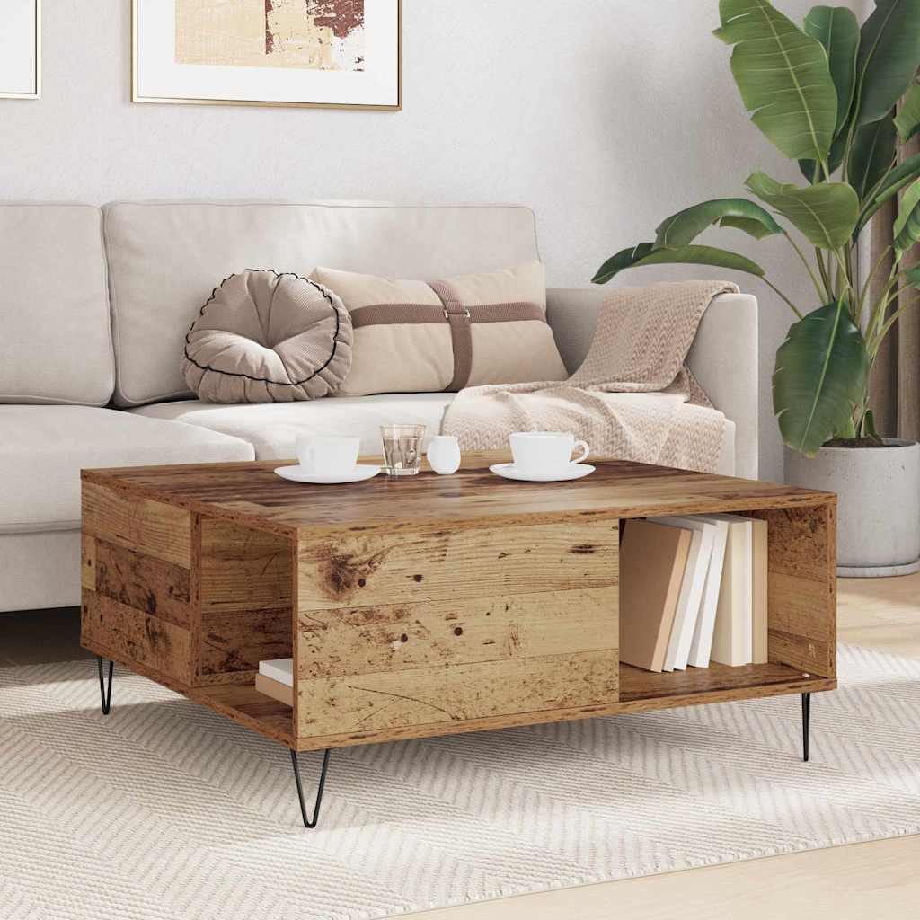 vidaXL Stolik kawowy Stare drewno 80 x 80 x 36,5 cm