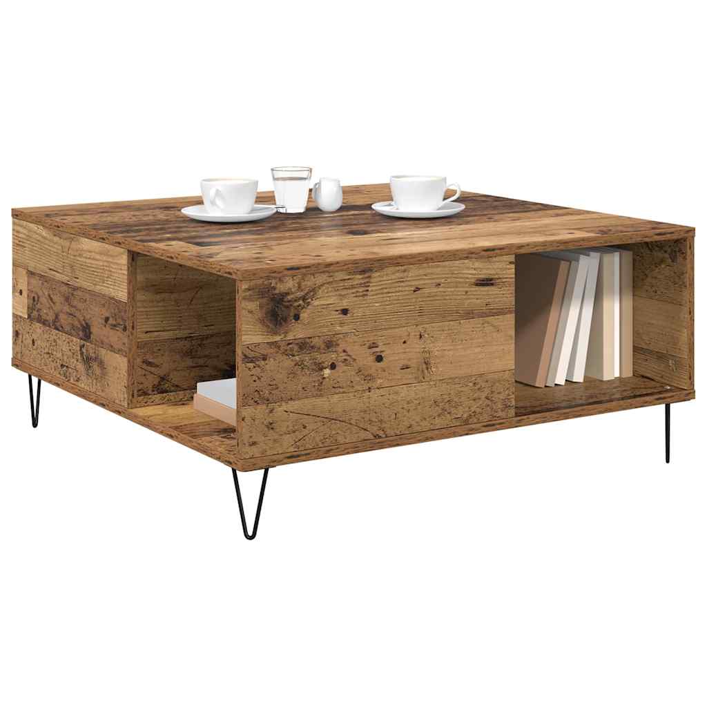 vidaXL Stolik kawowy Stare drewno 80 x 80 x 36,5 cm