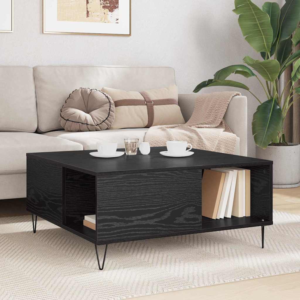 vidaXL Stolik kawowy Czarny Dąb 80 x 80 x 36,5 cm