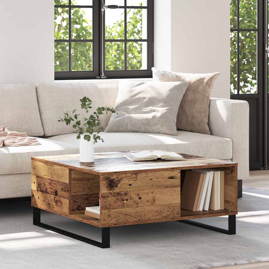 vidaXL Stolik kawowy Stare drewno 80 x 80 x 36,5 cm