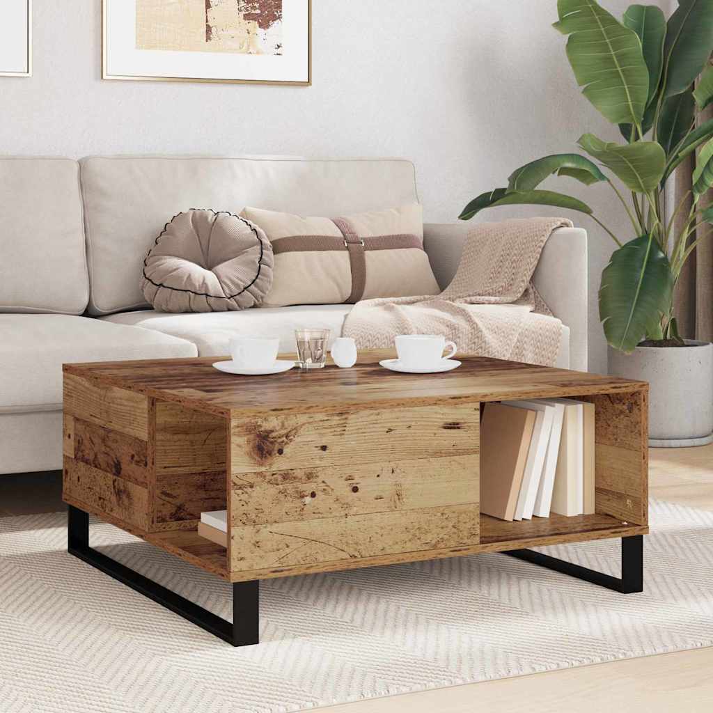vidaXL Stolik kawowy Stare drewno 80 x 80 x 36,5 cm