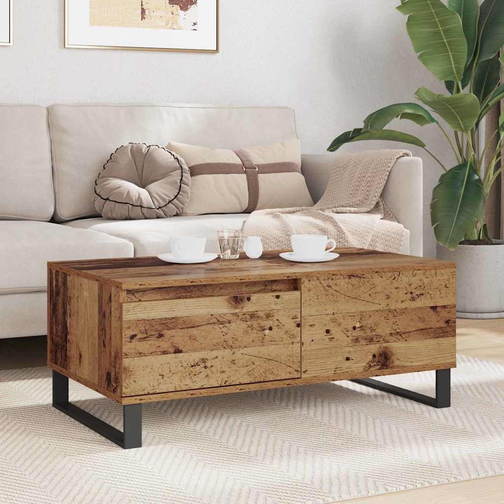 vidaXL Stolik kawowy z szufladą Stare drewno 90 x 50 x 36,5 cm