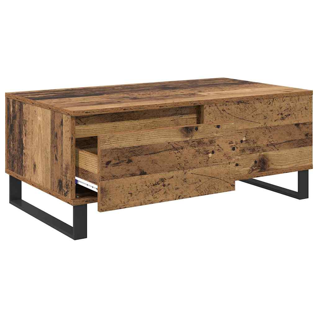 vidaXL Stolik kawowy z szufladą Stare drewno 90 x 50 x 36,5 cm