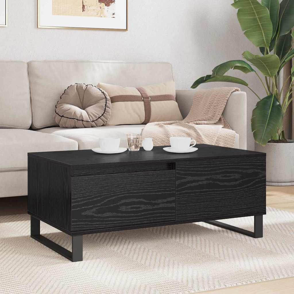 vidaXL Stolik kawowy z szufladą Czarny Dąb 90 x 50 x 36,5 cm